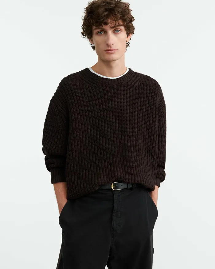 TYLER SWEATER Dark Brown Men Nili Lotan Sweaters