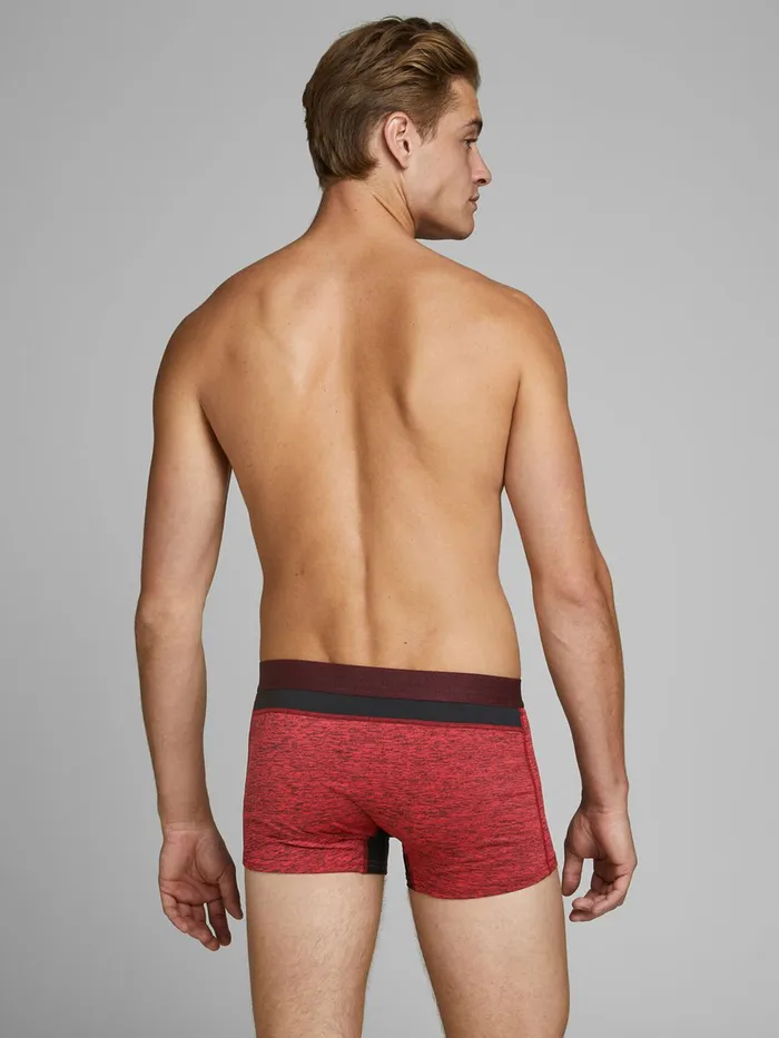 Underwear JACK and JONES Mens 3PACK BASIC TRUNKS Red Fiery Red Cheap On Sale