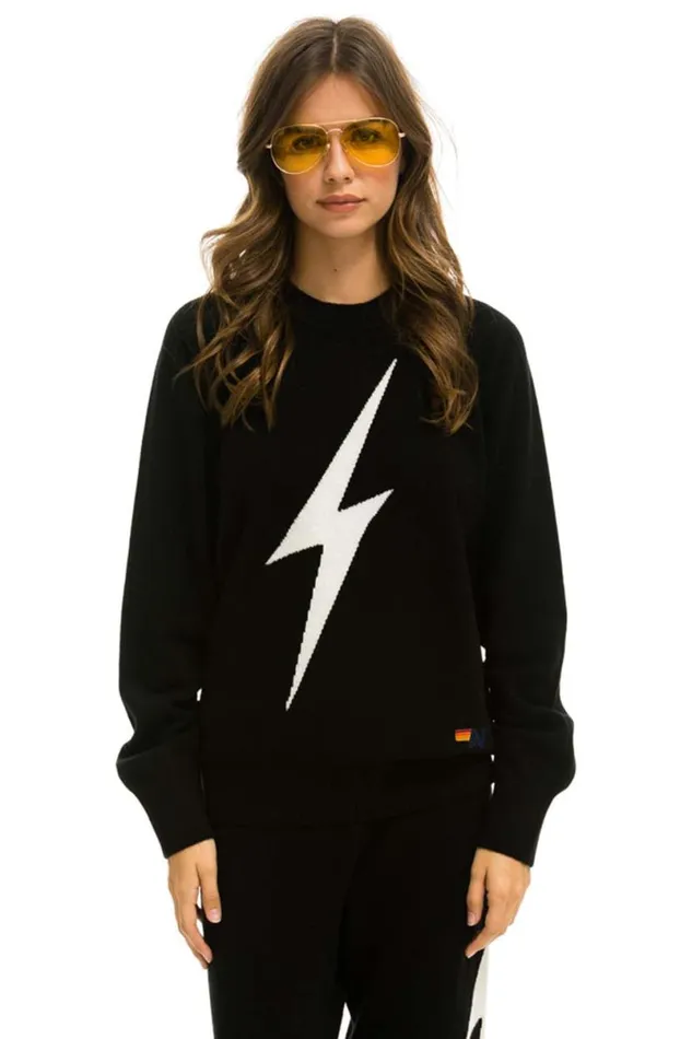 Unisex Bolt Cashmere Light Sweater 8211 Black White Bolt Men Aviator Nation Sweatshirts Unisex Bolt Cashmere Light Sweater 8211 Black White Bolt Men Aviator Nation Sweatshirts
