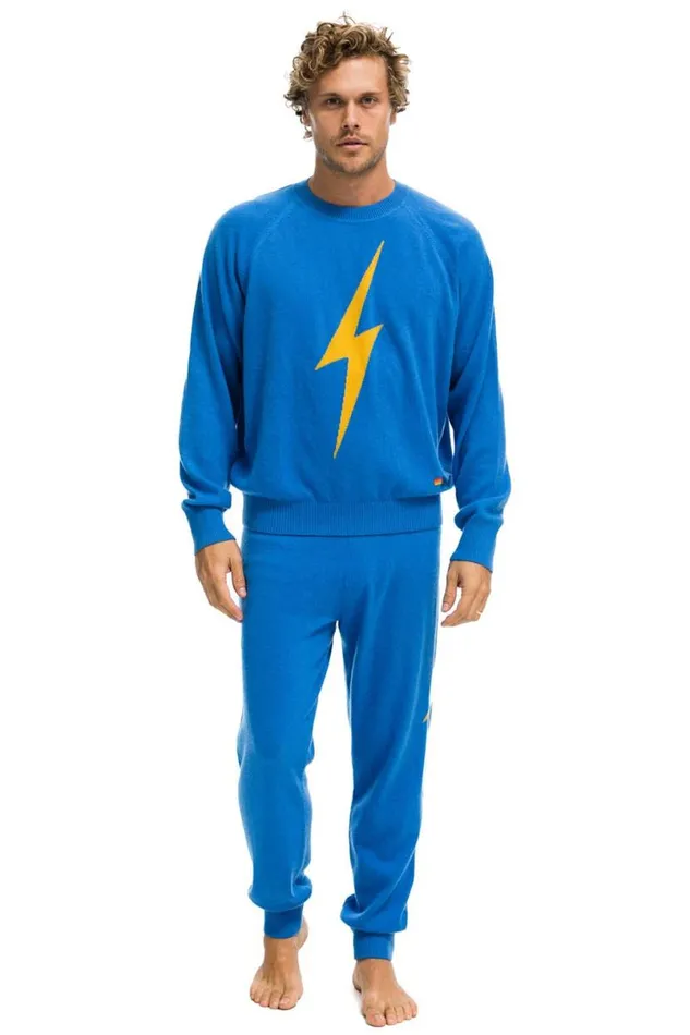 Unisex Bolt Cashmere Light Sweater 8211 Vintage Blue Blue Bolt Men Aviator Nation Sweatshirts