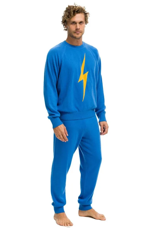 Unisex Bolt Cashmere Light Sweater 8211 Vintage Blue Blue Bolt Men Aviator Nation Sweatshirts