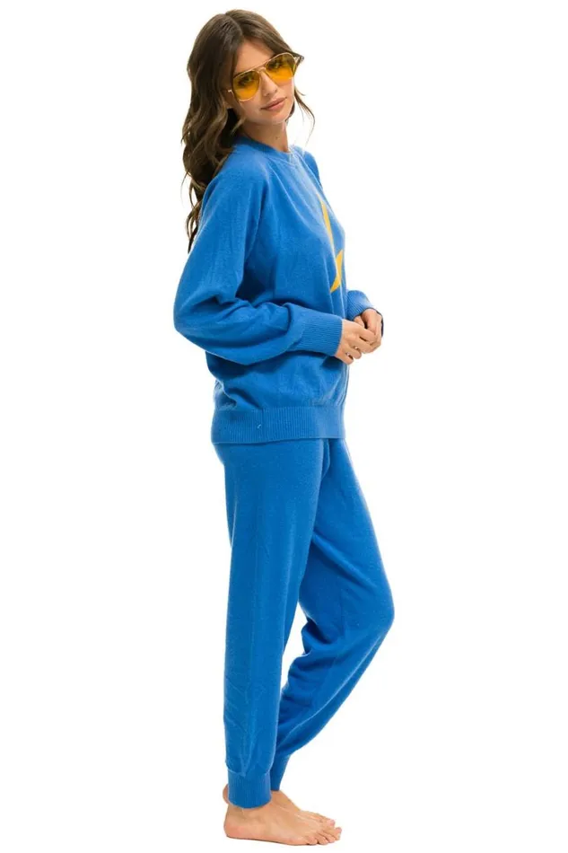 Unisex Bolt Cashmere Light Sweater 8211 Vintage Blue Blue Bolt Men Aviator Nation Sweatshirts