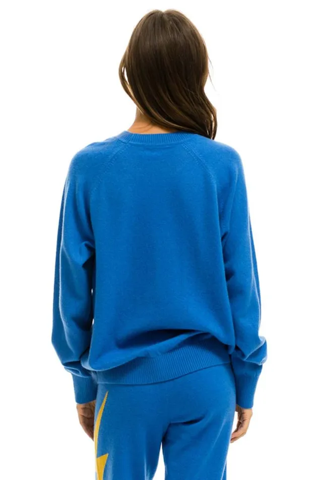 Unisex Bolt Cashmere Light Sweater 8211 Vintage Blue Blue Bolt Men Aviator Nation Sweatshirts