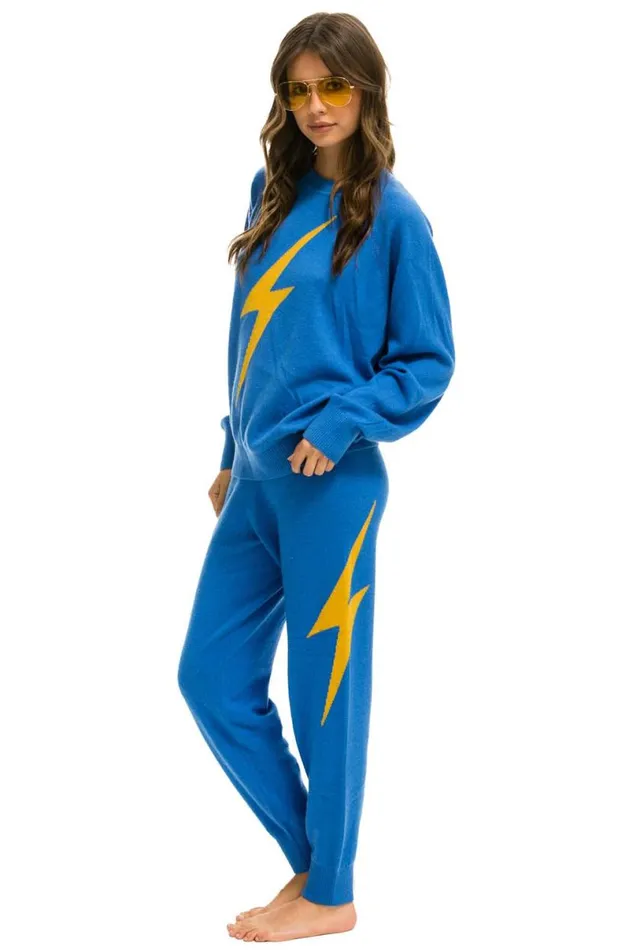 Unisex Bolt Cashmere Light Sweater 8211 Vintage Blue Blue Bolt Men Aviator Nation Sweatshirts