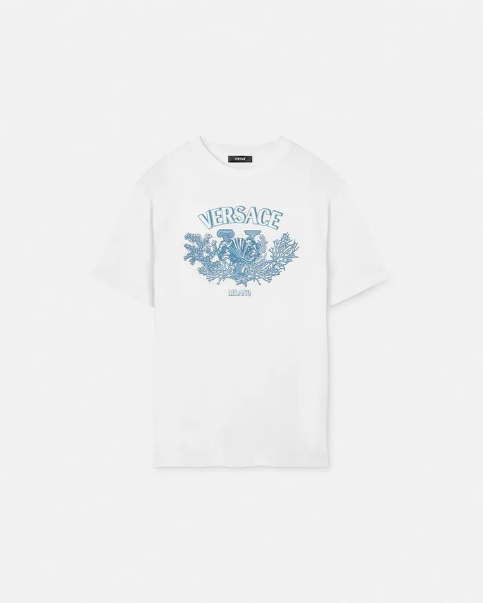 University Coral TShirt Whiteprint Men Versace TShirts and Polos