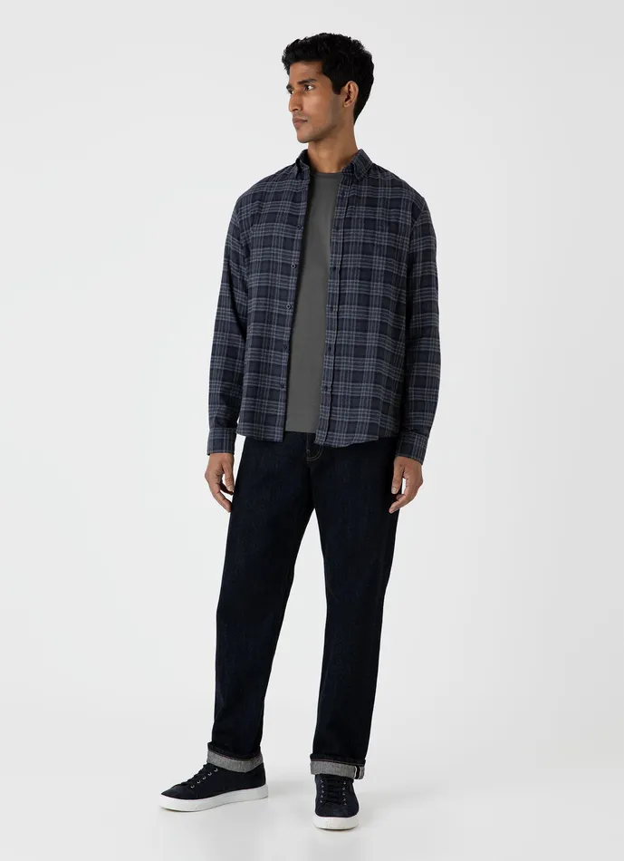 ussunspel Button Down Flannel Shirt Navy Check Men Shirts ussunspel Button Down Flannel Shirt Navy Check Men Shirts