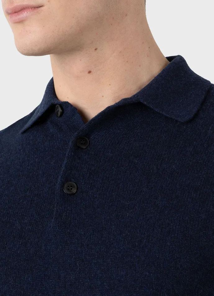 ussunspel Cashmere Polo Shirt Navy Melange Men Polo Shirts ussunspel Cashmere Polo Shirt Navy Melange Men Polo Shirts