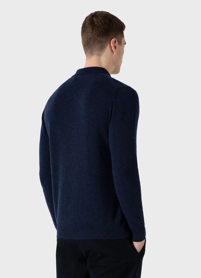 ussunspel Cashmere Polo Shirt Navy Melange Men Polo Shirts ussunspel Cashmere Polo Shirt Navy Melange Men Polo Shirts