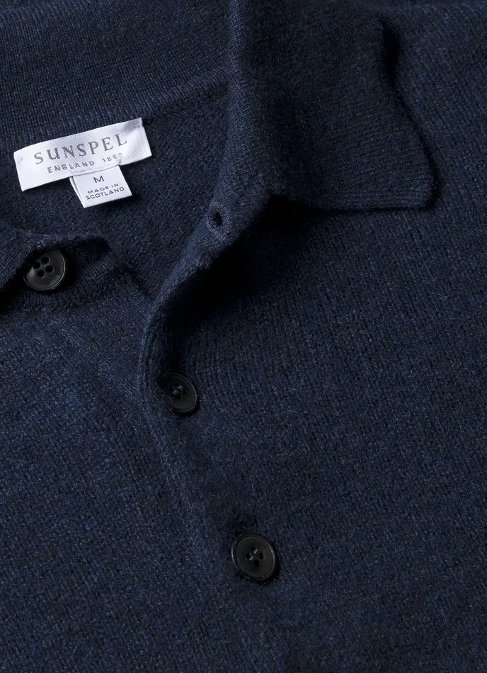 ussunspel Cashmere Polo Shirt Navy Melange Men Polo Shirts ussunspel Cashmere Polo Shirt Navy Melange Men Polo Shirts
