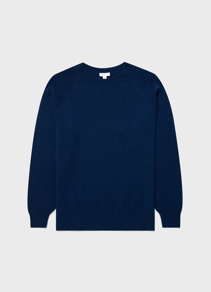 ussunspel Knitwear Men Lambswool Crew Neck Jumper Naval Blue