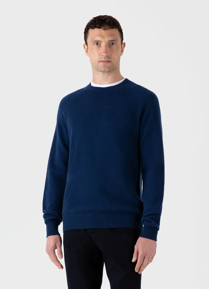 ussunspel Knitwear Men Lambswool Crew Neck Jumper Naval Blue ussunspel Knitwear Men Lambswool Crew Neck Jumper Naval Blue
