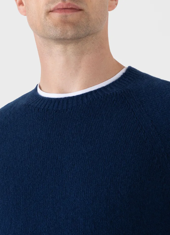 ussunspel Knitwear Men Lambswool Crew Neck Jumper Naval Blue ussunspel Knitwear Men Lambswool Crew Neck Jumper Naval Blue