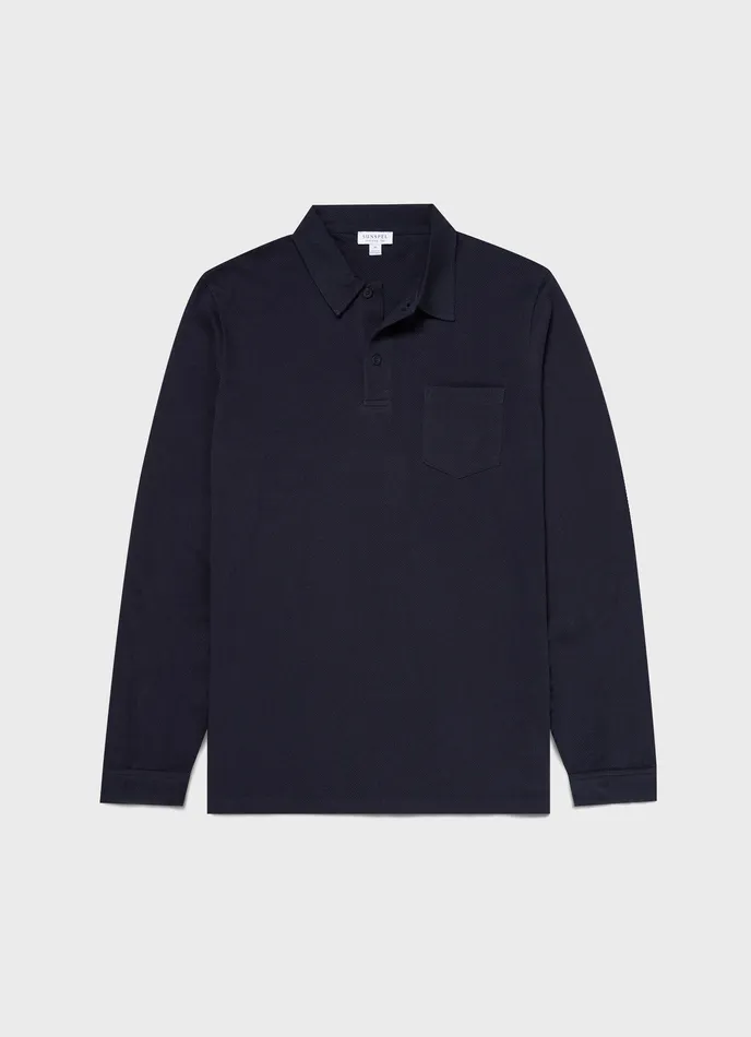 ussunspel Polo Shirts Men Long Sleeve Riviera Polo Shirt Navy