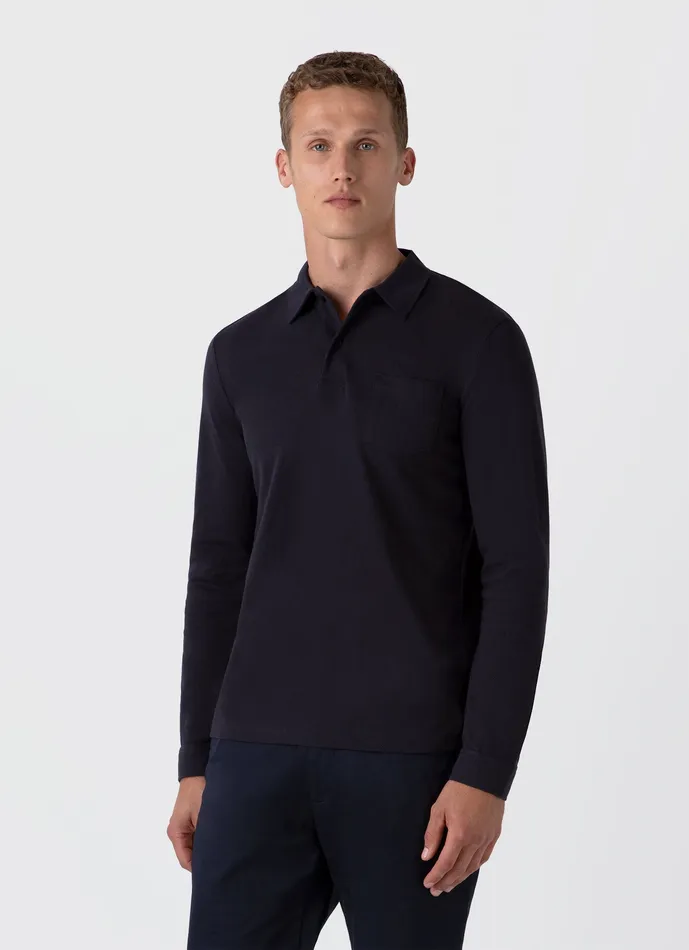 ussunspel Polo Shirts Men Long Sleeve Riviera Polo Shirt Navy ussunspel Polo Shirts Men Long Sleeve Riviera Polo Shirt Navy