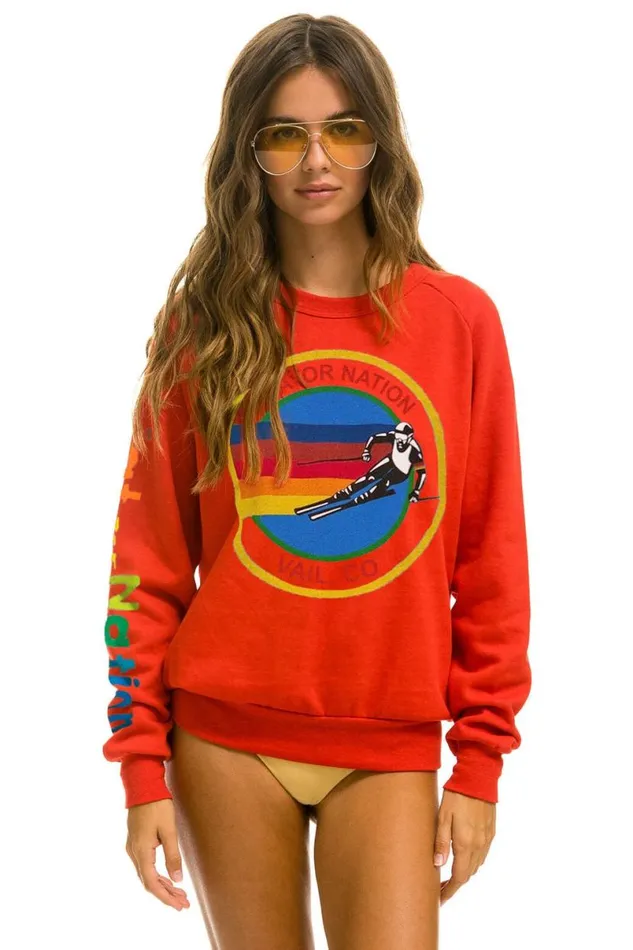 Vail Sweatshirt 8211 Red WomenMen Aviator Nation Sweatshirts