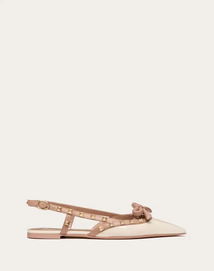 Valentino Ballerinas Woman Rockstud Bow Slingback Ballerinas In Patent Leather For Woman In Rose Cannelle Rose Cannelle Valentino Ballerinas Woman Rockstud Bow Slingback Ballerinas In Patent Leather For Woman In Rose Cannelle Rose Cannelle