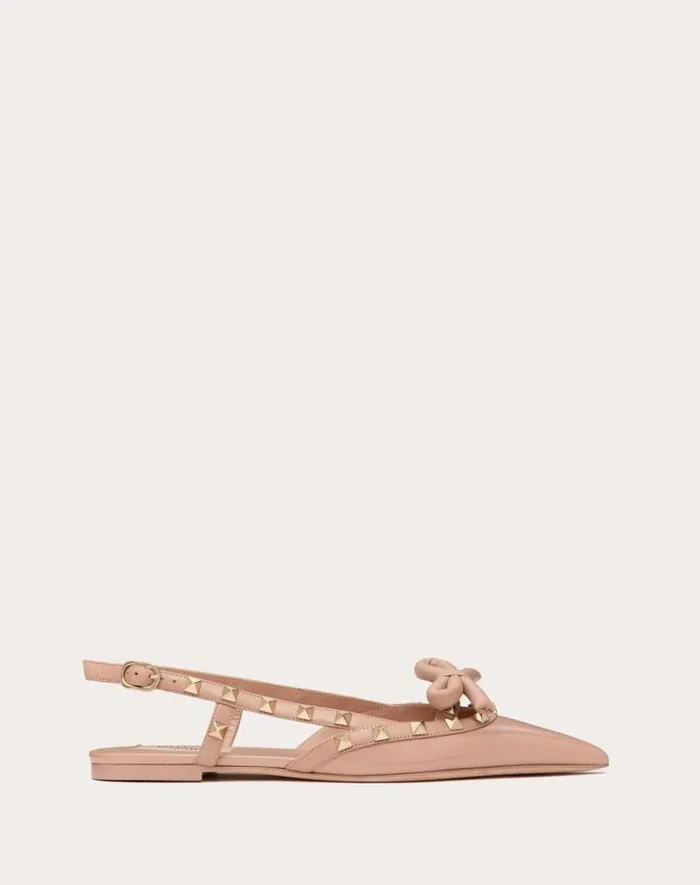 Valentino Ballerinas Woman Rockstud Bow Slingback Ballerinas In Patent Leather For Woman In Rose Cannelle Rose Cannelle Valentino Ballerinas Woman Rockstud Bow Slingback Ballerinas In Patent Leather For Woman In Rose Cannelle Rose Cannelle