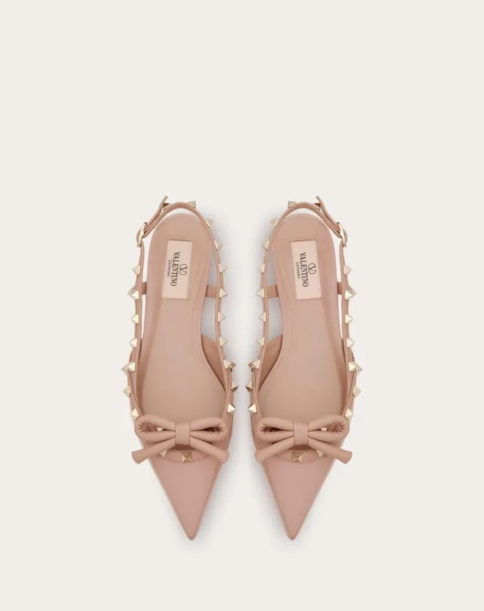 Valentino Ballerinas Woman Rockstud Bow Slingback Ballerinas In Patent Leather For Woman In Rose Cannelle Rose Cannelle Valentino Ballerinas Woman Rockstud Bow Slingback Ballerinas In Patent Leather For Woman In Rose Cannelle Rose Cannelle