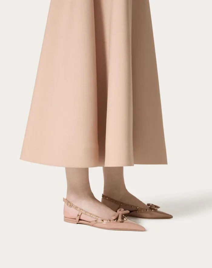 Valentino Ballerinas Woman Rockstud Bow Slingback Ballerinas In Patent Leather For Woman In Rose Cannelle Rose Cannelle Valentino Ballerinas Woman Rockstud Bow Slingback Ballerinas In Patent Leather For Woman In Rose Cannelle Rose Cannelle