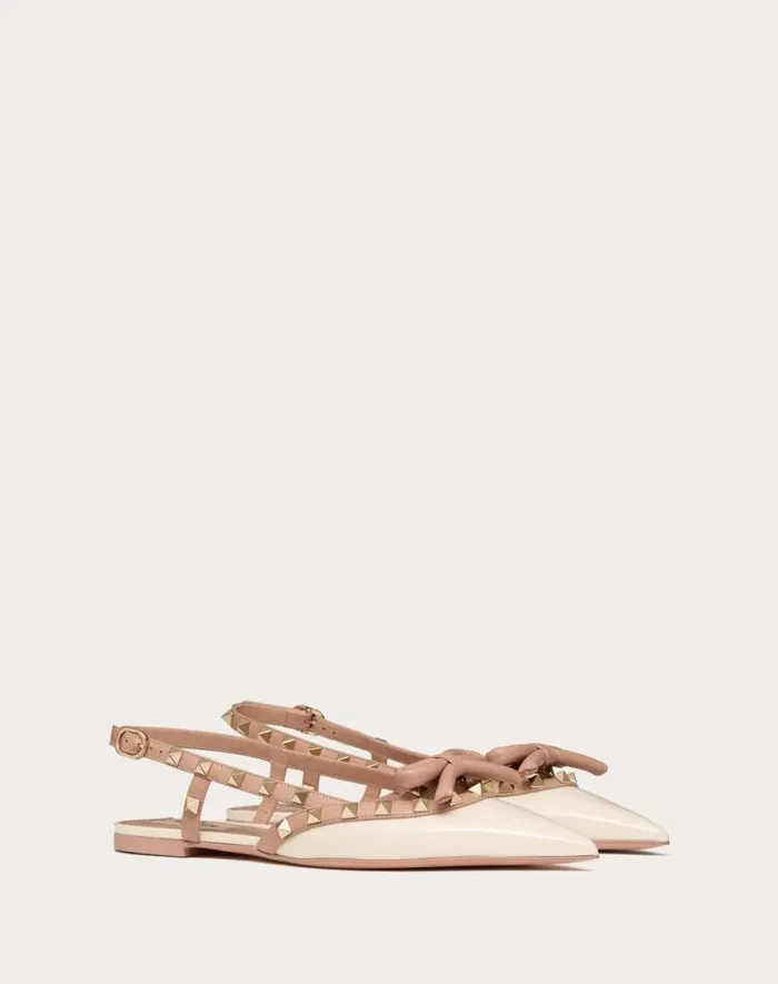 Valentino Ballerinas Woman Rockstud Bow Slingback Ballerinas In Patent Leather For Woman In Rose Cannelle Rose Cannelle Valentino Ballerinas Woman Rockstud Bow Slingback Ballerinas In Patent Leather For Woman In Rose Cannelle Rose Cannelle