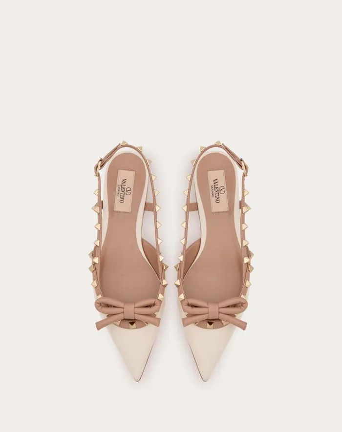 Valentino Ballerinas Woman Rockstud Bow Slingback Ballerinas In Patent Leather For Woman In Rose Cannelle Rose Cannelle Valentino Ballerinas Woman Rockstud Bow Slingback Ballerinas In Patent Leather For Woman In Rose Cannelle Rose Cannelle