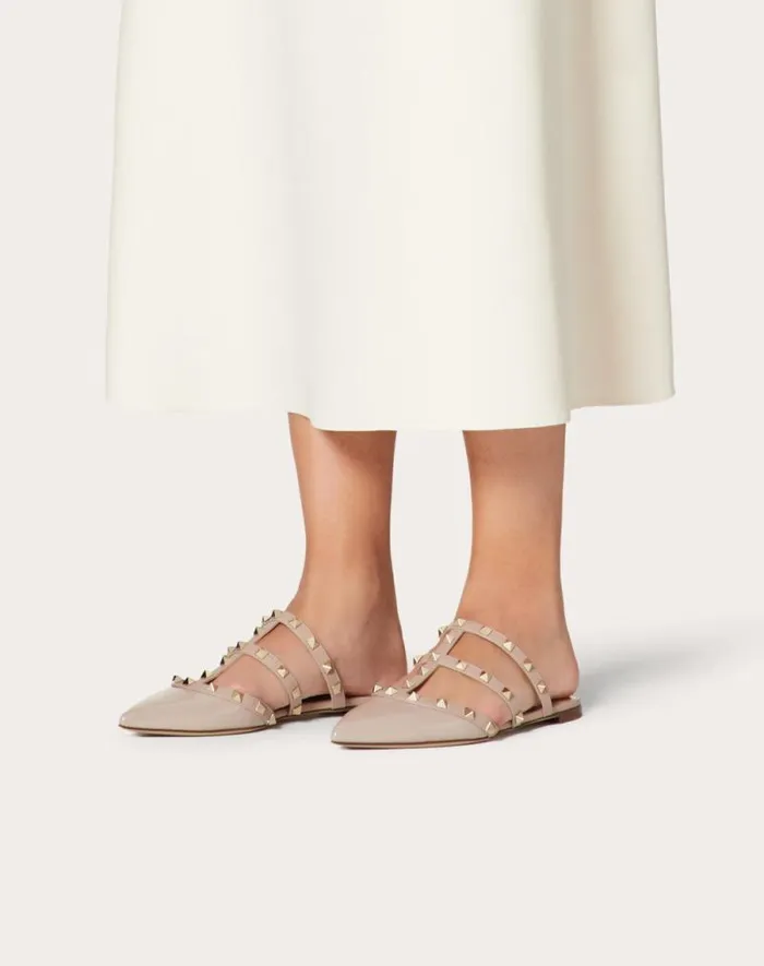 Valentino Ballerinas Woman Rockstud Patentleather Mule For Woman In Poudre Poudre Valentino Ballerinas Woman Rockstud Patentleather Mule For Woman In Poudre Poudre