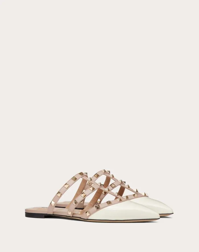 Valentino Ballerinas Woman Rockstud Patentleather Mule For Woman In Poudre Poudre Valentino Ballerinas Woman Rockstud Patentleather Mule For Woman In Poudre Poudre