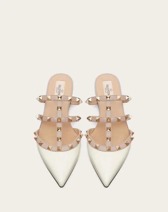 Valentino Ballerinas Woman Rockstud Patentleather Mule For Woman In Poudre Poudre Valentino Ballerinas Woman Rockstud Patentleather Mule For Woman In Poudre Poudre