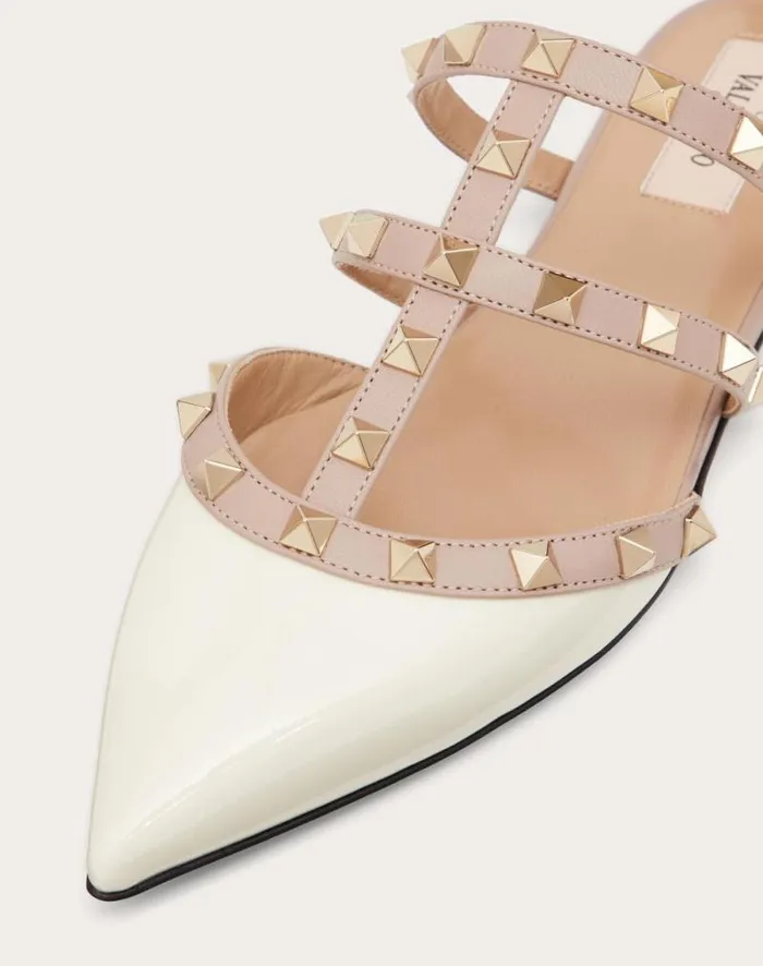 Valentino Ballerinas Woman Rockstud Patentleather Mule For Woman In Poudre Poudre Valentino Ballerinas Woman Rockstud Patentleather Mule For Woman In Poudre Poudre