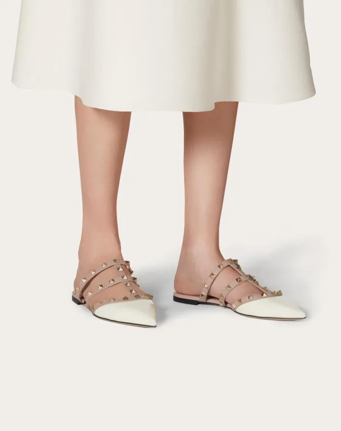 Valentino Ballerinas Woman Rockstud Patentleather Mule For Woman In Poudre Poudre Valentino Ballerinas Woman Rockstud Patentleather Mule For Woman In Poudre Poudre