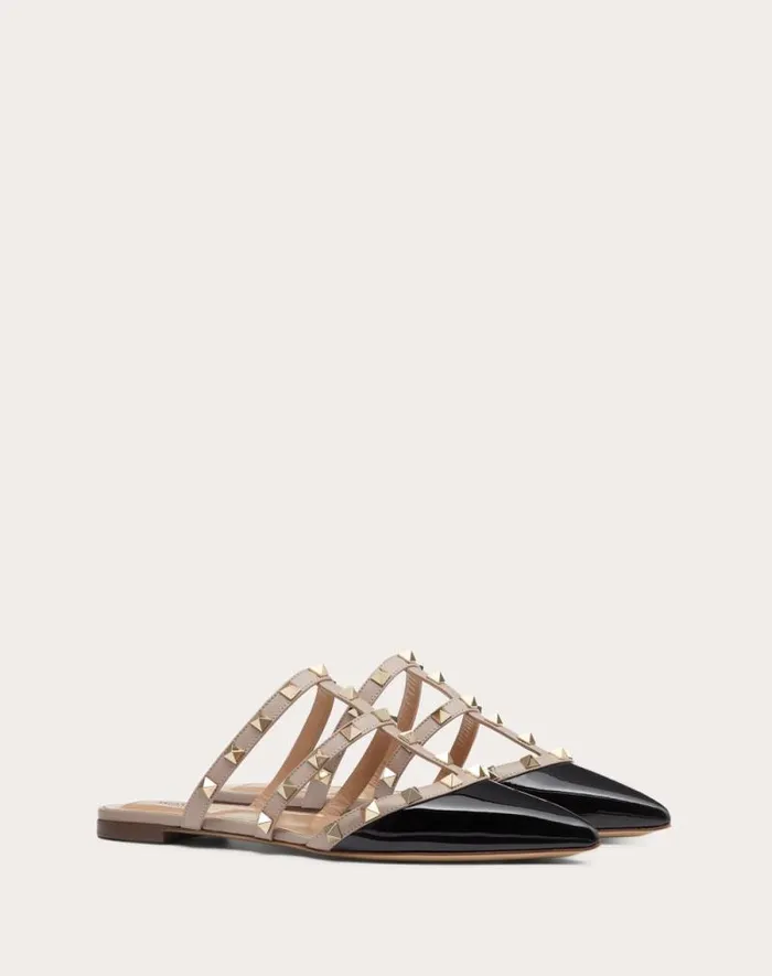 Valentino Ballerinas Woman Rockstud Patentleather Mule For Woman In Poudre Poudre Valentino Ballerinas Woman Rockstud Patentleather Mule For Woman In Poudre Poudre