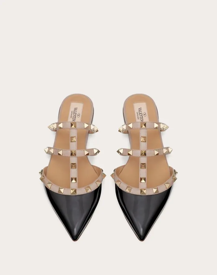Valentino Ballerinas Woman Rockstud Patentleather Mule For Woman In Poudre Poudre Valentino Ballerinas Woman Rockstud Patentleather Mule For Woman In Poudre Poudre