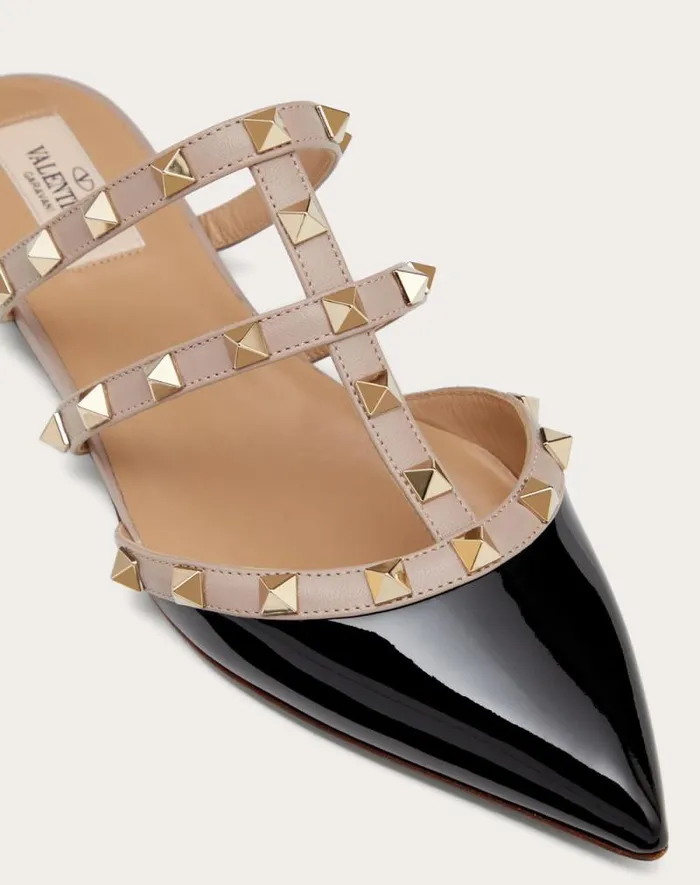 Valentino Ballerinas Woman Rockstud Patentleather Mule For Woman In Poudre Poudre Valentino Ballerinas Woman Rockstud Patentleather Mule For Woman In Poudre Poudre