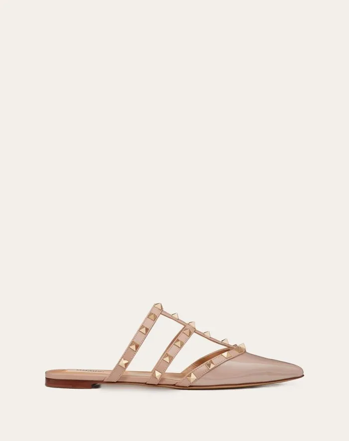 Valentino Ballerinas Woman Rockstud Patentleather Mule For Woman In Poudre Poudre Valentino Ballerinas Woman Rockstud Patentleather Mule For Woman In Poudre Poudre