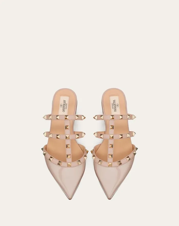 Valentino Ballerinas Woman Rockstud Patentleather Mule For Woman In Poudre Poudre Valentino Ballerinas Woman Rockstud Patentleather Mule For Woman In Poudre Poudre