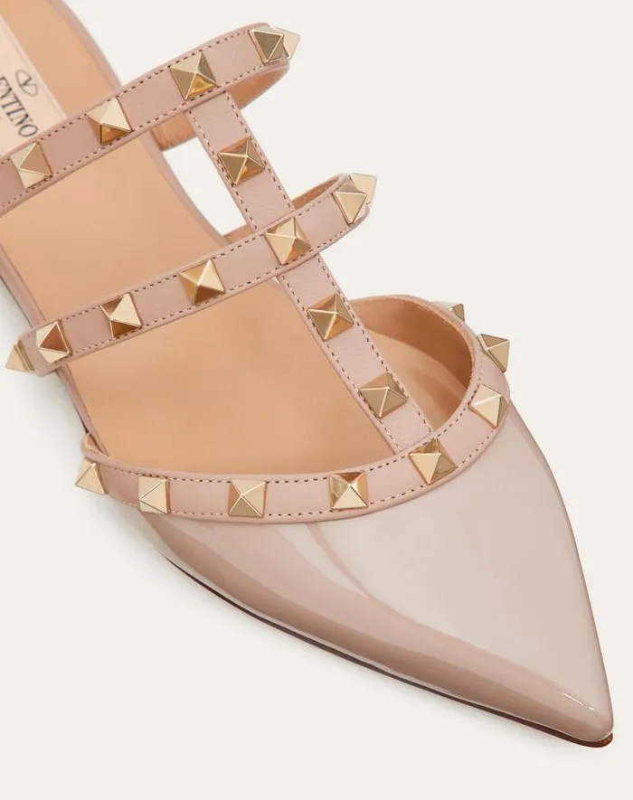 Valentino Ballerinas Woman Rockstud Patentleather Mule For Woman In Poudre Poudre Valentino Ballerinas Woman Rockstud Patentleather Mule For Woman In Poudre Poudre