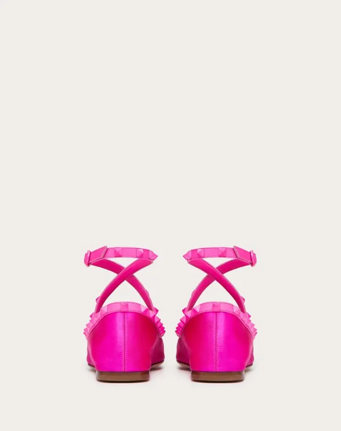 Valentino Ballerinas Woman Rockstud Satin Ballerinas With Toneontone Studs For Woman In Rouge Pur Rouge Pur Valentino Ballerinas Woman Rockstud Satin Ballerinas With Toneontone Studs For Woman In Rouge Pur Rouge Pur