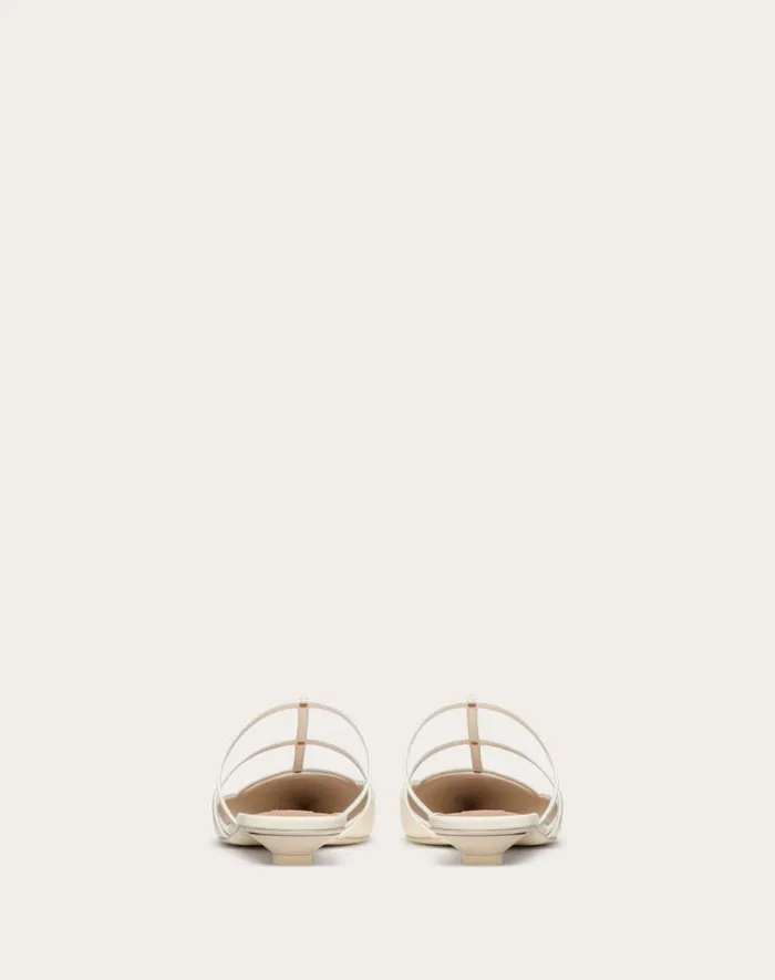 Valentino Ballerinas Woman Rockstud Wispy Calfskin Mule 20mm For Woman In Ivory Ivory Valentino Ballerinas Woman Rockstud Wispy Calfskin Mule 20mm For Woman In Ivory Ivory