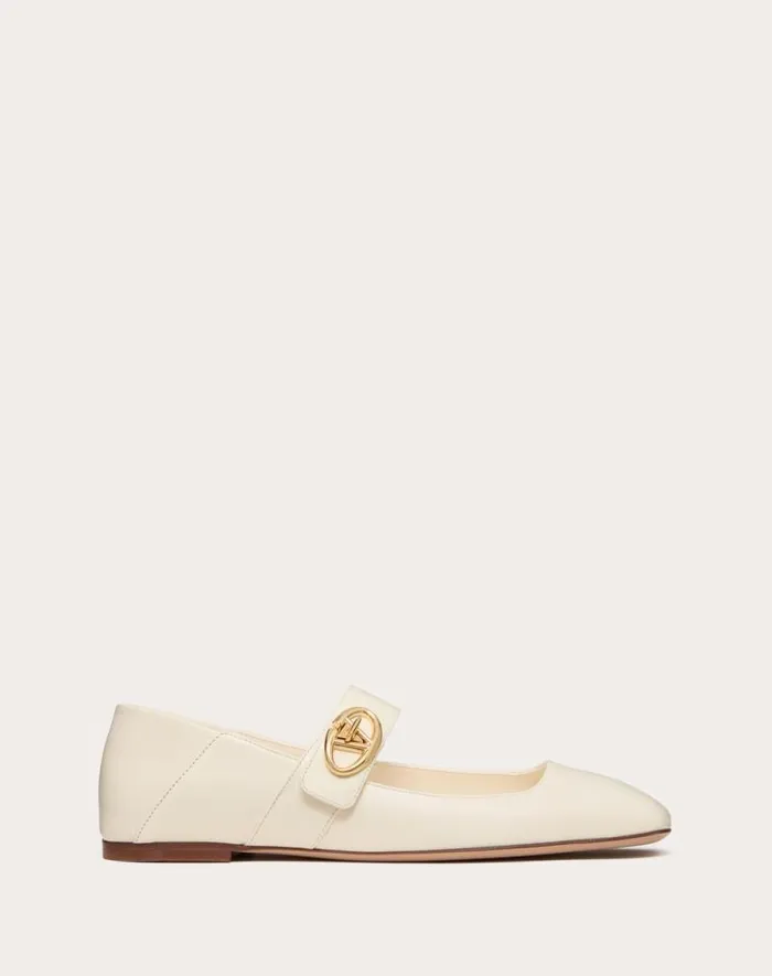 Valentino Ballerinas Woman Vlogo Locker Maryjane Ballerina In Calfskin For Woman In Black Black Valentino Ballerinas Woman Vlogo Locker Maryjane Ballerina In Calfskin For Woman In Black Black