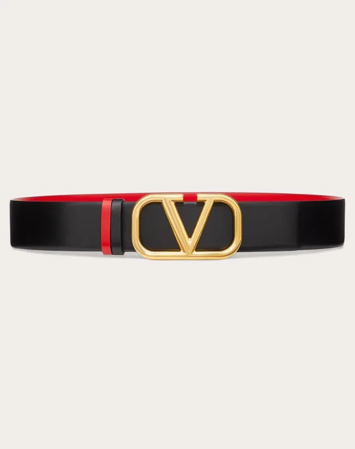 Valentino Belts Woman Reversible Vlogo Signature Belt In Glossy Calfskin 40 Mm For Woman In Blackpure Red Blackpure Red Valentino Belts Woman Reversible Vlogo Signature Belt In Glossy Calfskin 40 Mm For Woman In Blackpure Red Blackpure Red