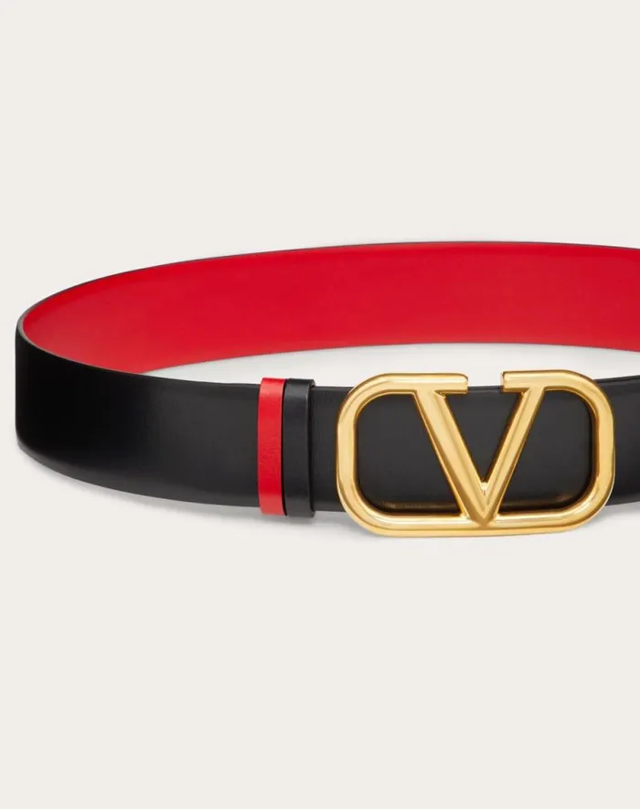 Valentino Belts Woman Reversible Vlogo Signature Belt In Glossy Calfskin 40 Mm For Woman In Smokey Beigeblack Smokey Beigeblack Valentino Belts Woman Reversible Vlogo Signature Belt In Glossy Calfskin 40 Mm For Woman In Smokey Beigeblack Smokey Beigeblack