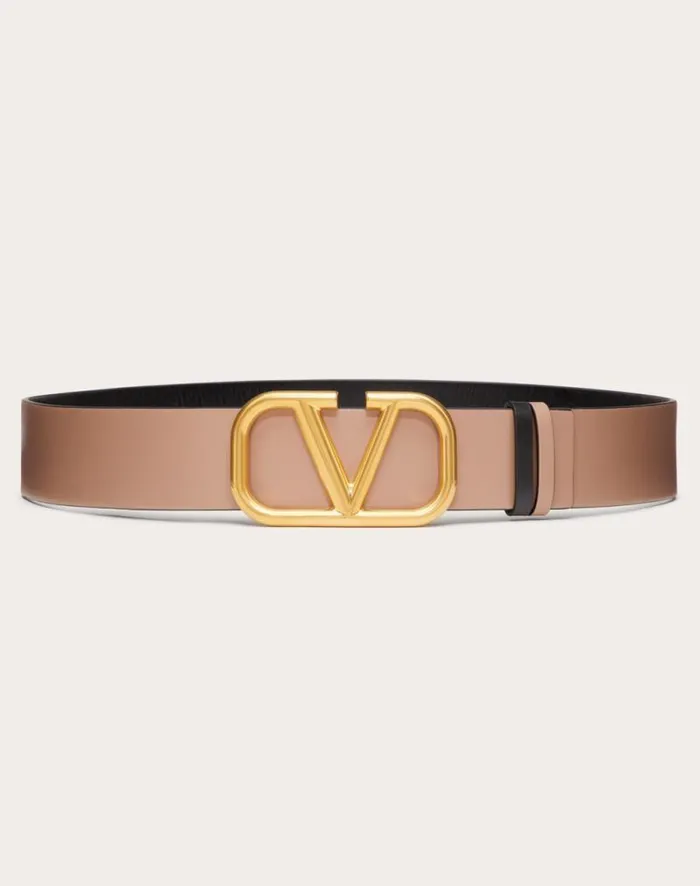 Valentino Belts Woman Reversible Vlogo Signature Belt In Glossy Calfskin 40 Mm For Woman In Smokey Beigeblack Smokey Beigeblack Valentino Belts Woman Reversible Vlogo Signature Belt In Glossy Calfskin 40 Mm For Woman In Smokey Beigeblack Smokey Beigeblack
