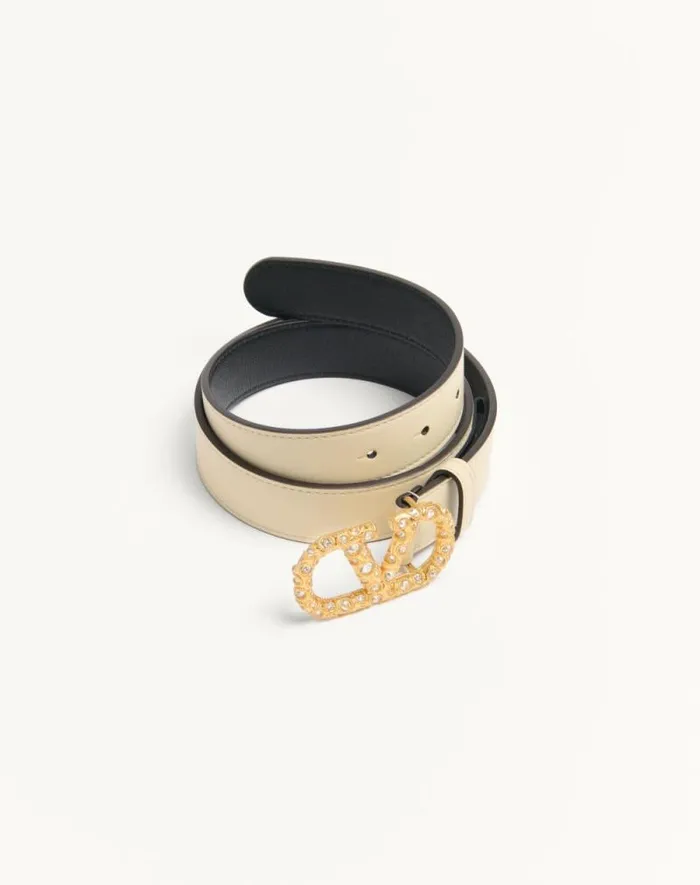 Valentino Belts Woman Vlogo Signature Belt In Shiny Calfskin With Crystals 30 Mm For Woman In Blackcrystal Blackcrystal Valentino Belts Woman Vlogo Signature Belt In Shiny Calfskin With Crystals 30 Mm For Woman In Blackcrystal Blackcrystal