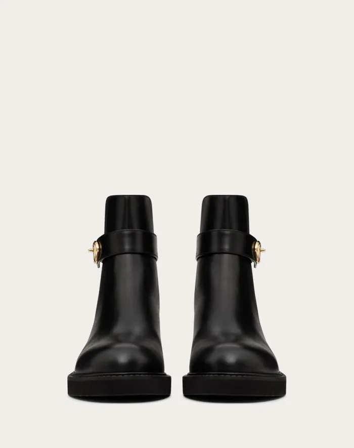 Valentino Boots Woman Vlogo Locker Calfskin Ankle Boot 40mm For Woman In Black Black Valentino Boots Woman Vlogo Locker Calfskin Ankle Boot 40mm For Woman In Black Black