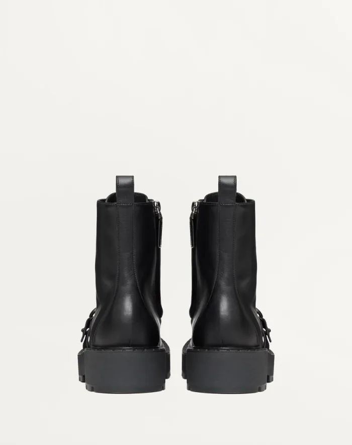 Valentino Boots Woman Vlogo Signature Calfskin Combat Boot 45mm For Woman In Black Black Valentino Boots Woman Vlogo Signature Calfskin Combat Boot 45mm For Woman In Black Black