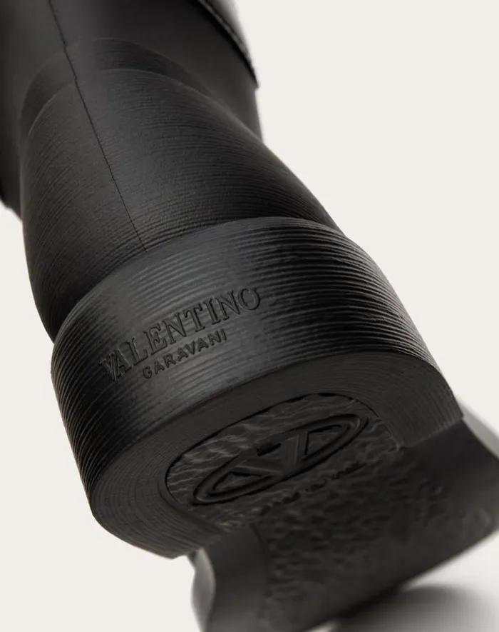 Valentino Boots Woman Vlogo The Bold Edition Boot In Rubber And Calfskin 35mm For Woman In Black Black Valentino Boots Woman Vlogo The Bold Edition Boot In Rubber And Calfskin 35mm For Woman In Black Black