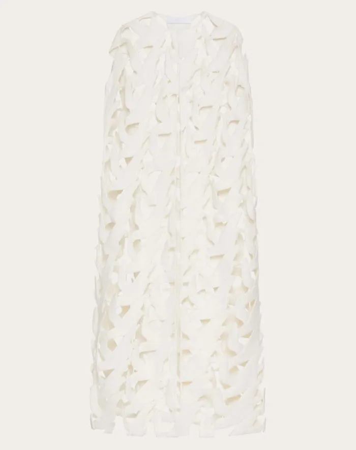 Valentino Coats And Outerwear Woman Embroidered Compact Drap Cape For Woman In Ivory Ivory Valentino Coats And Outerwear Woman Embroidered Compact Drap Cape For Woman In Ivory Ivory