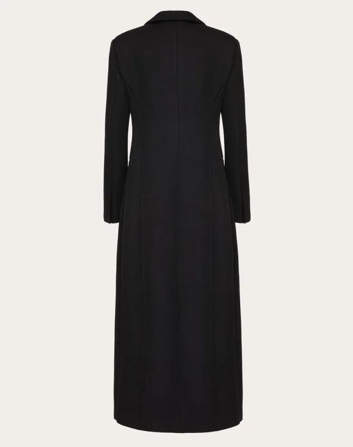 Valentino Coats And Outerwear Woman Techno Wool Coat For Woman In Black Black Valentino Coats And Outerwear Woman Techno Wool Coat For Woman In Black Black