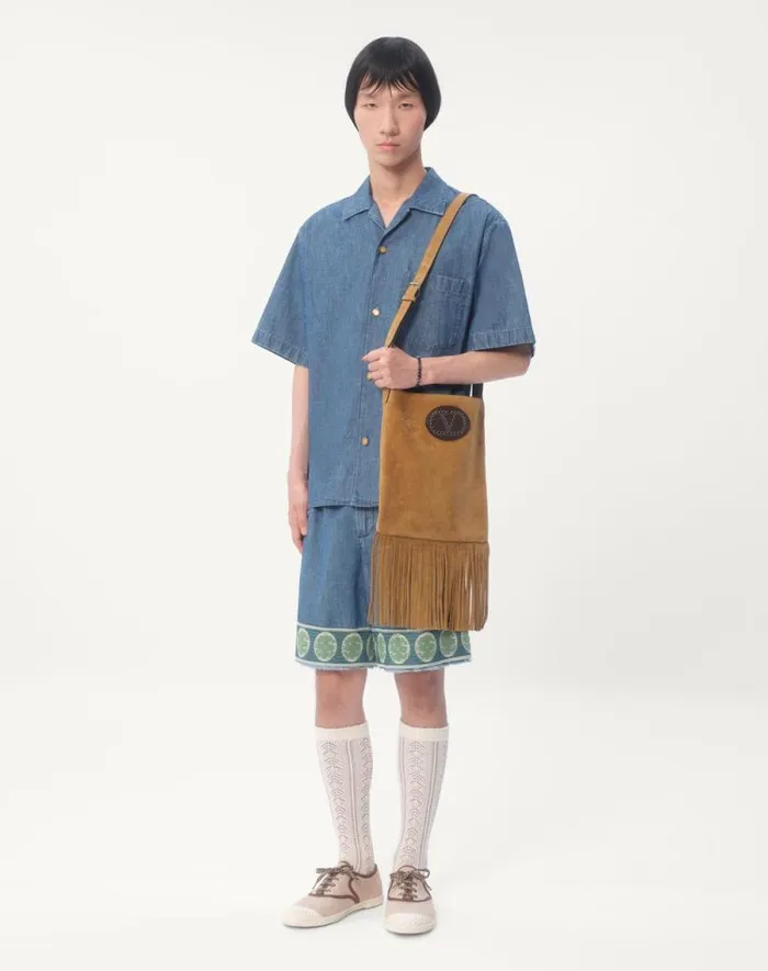 Valentino Denim Man Denim Bowling Shirt For Man In Denim Denim Valentino Denim Man Denim Bowling Shirt For Man In Denim Denim