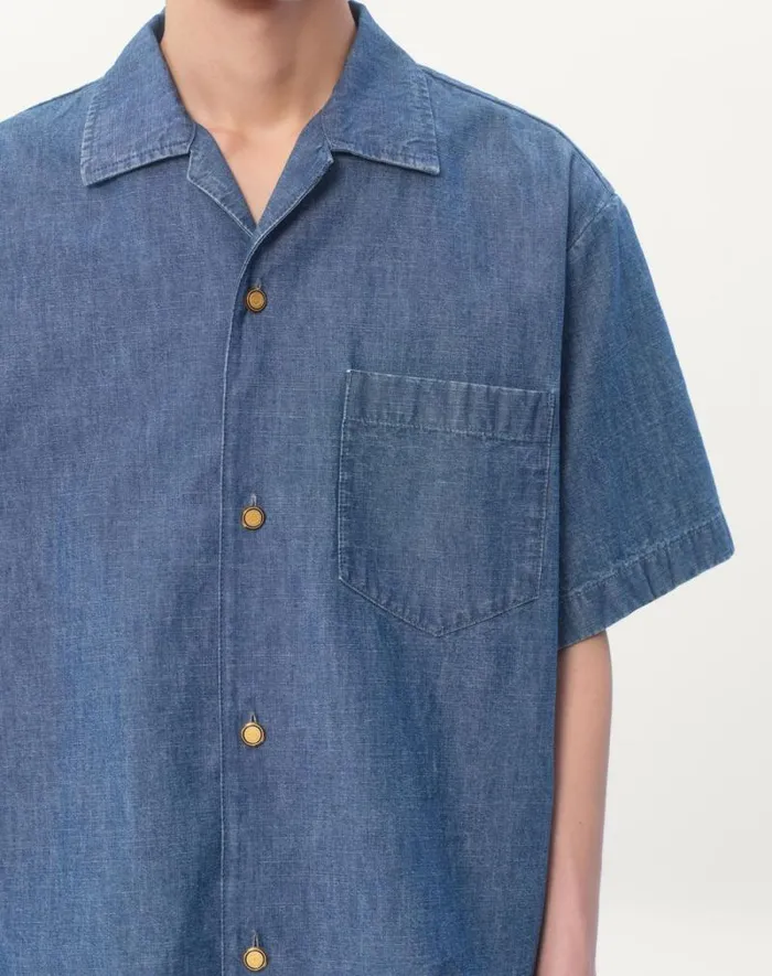 Valentino Denim Man Denim Bowling Shirt For Man In Denim Denim Valentino Denim Man Denim Bowling Shirt For Man In Denim Denim